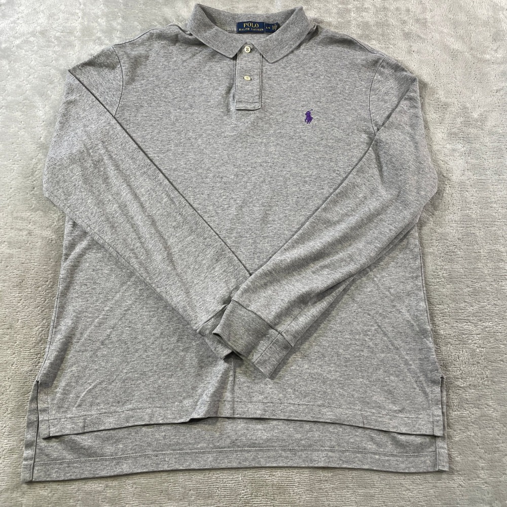 Polo Ralph Lauren Shirt Mens Large Heather Gray Long Sleeve Pony Preppy Casual